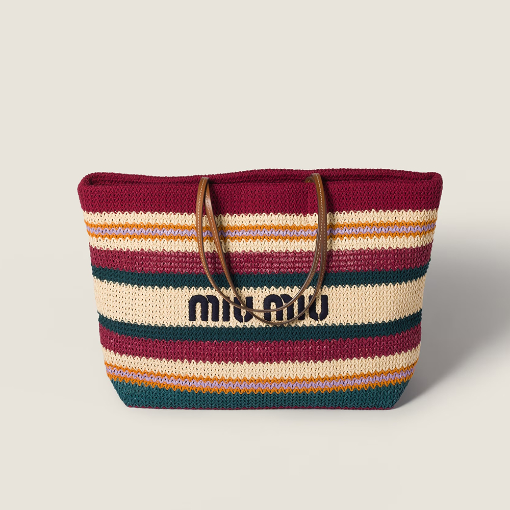 Designer Bag MiuMiu Raffia-effect Woven Tote Bag #386743 | Nigo Office