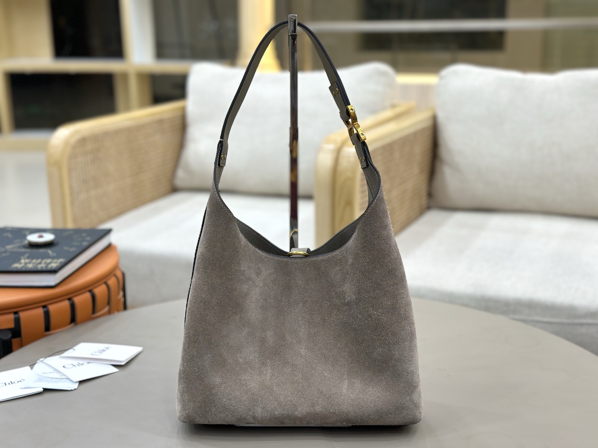 [TOP] Chloe Hobo Bag Suede Leather 36*29*10cm - Grey - 711 Luxury