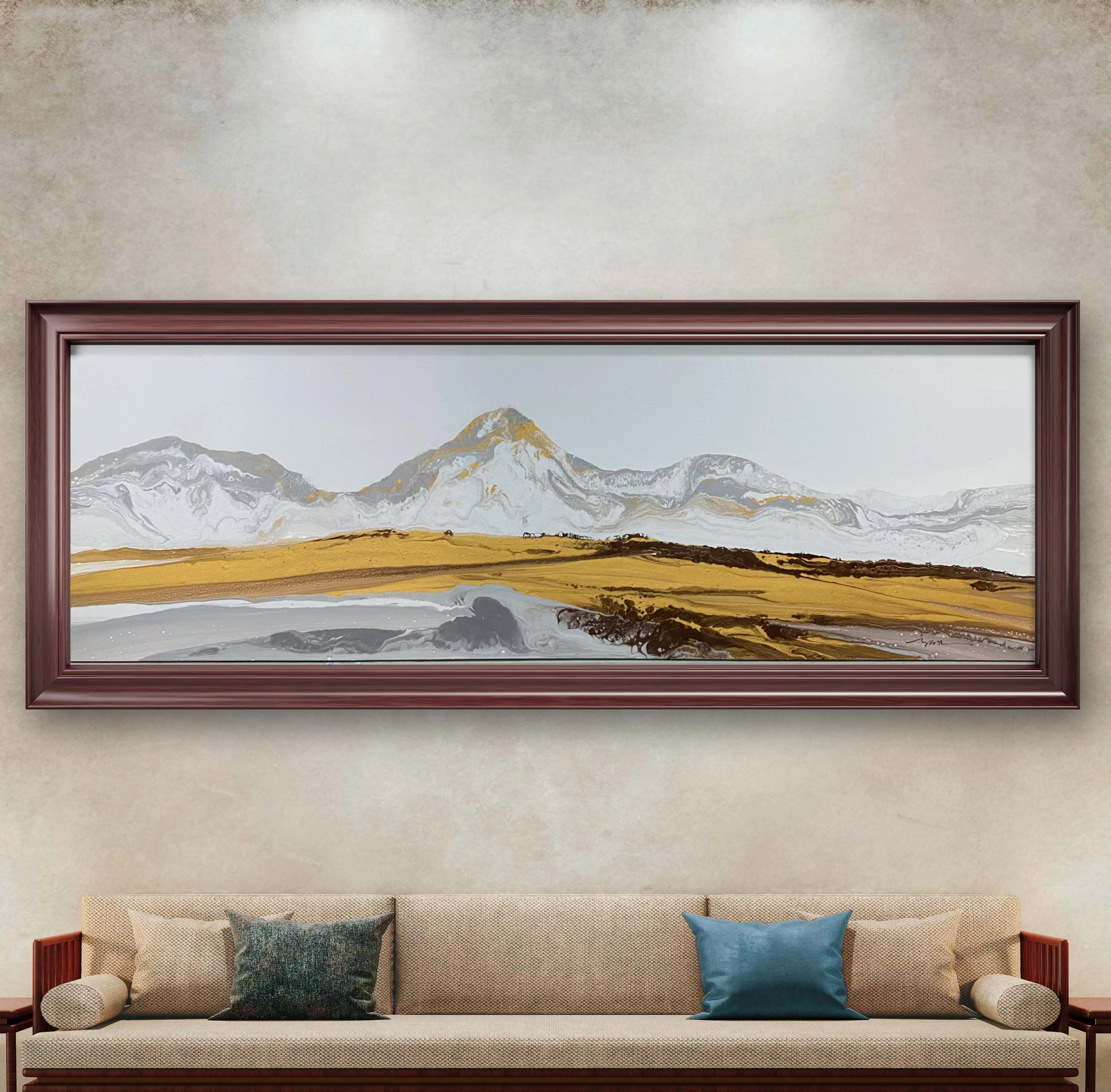 Golden snow-capped mountains