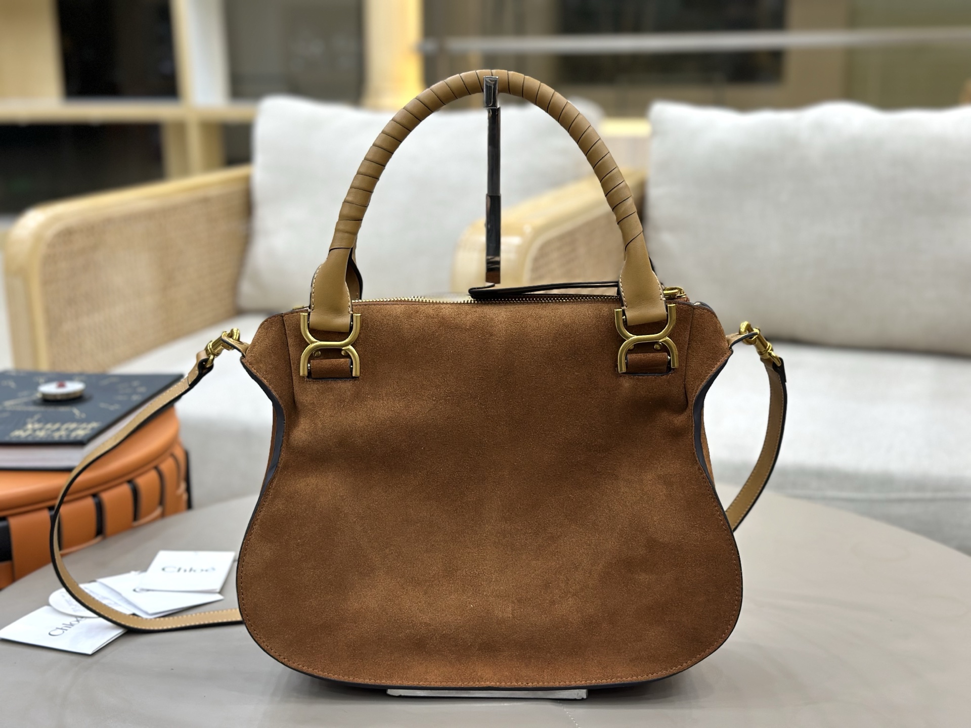 [TOP] Chloe Marcie Bag Suede Leather 36*28*12cm - Brown - 711 Luxury