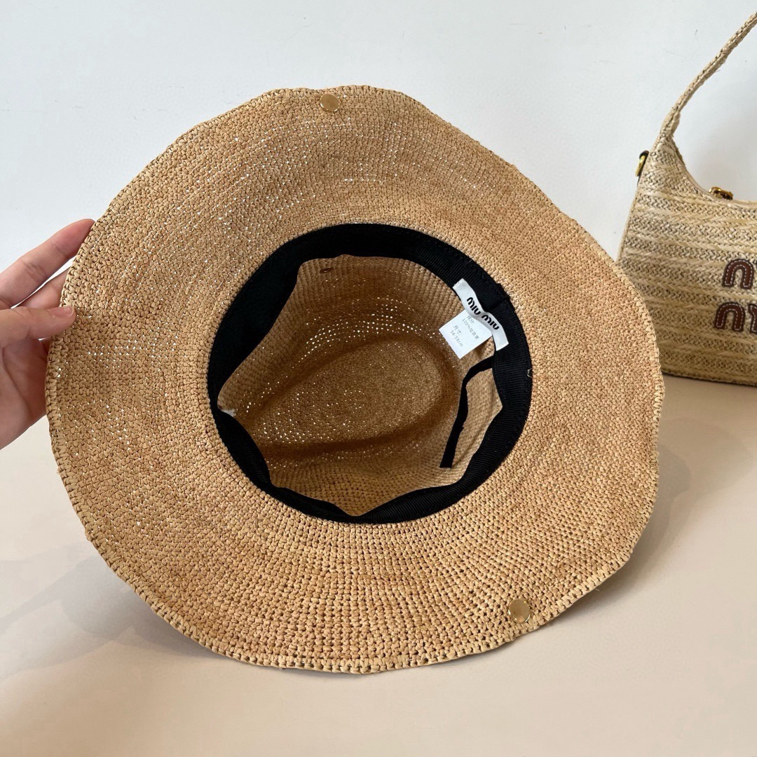 [TOP] Miu Miu Straw Hat - Brown