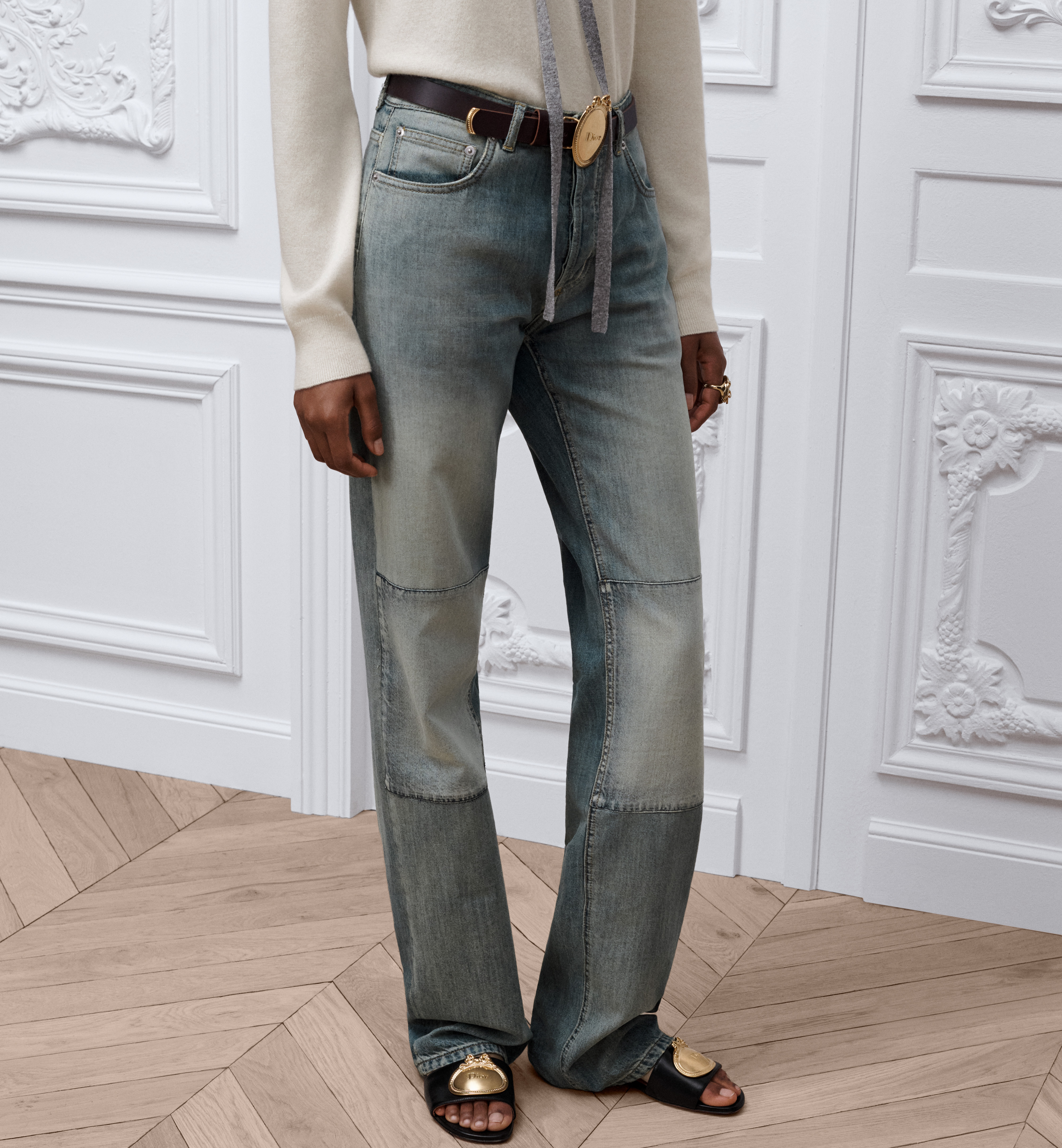 Dior blue Clothing DIOR Regular-Fit Jeans with Patches Blue Stonewashed Cotton-Silk-Blend Denim #393594 View 2 | Nigo Office