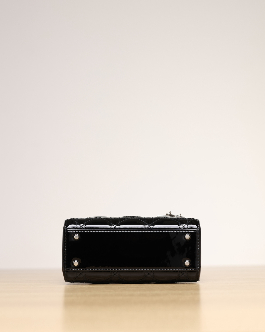 [TOP] Christian Dior Lady Dior Bag Calfskin Patent 17x15x7cm - Black