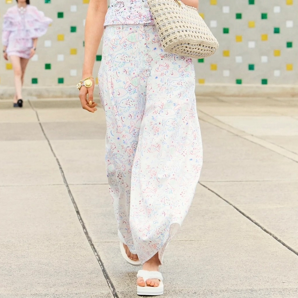 Chanel Painted Fish Wide Leg Pants #379139
