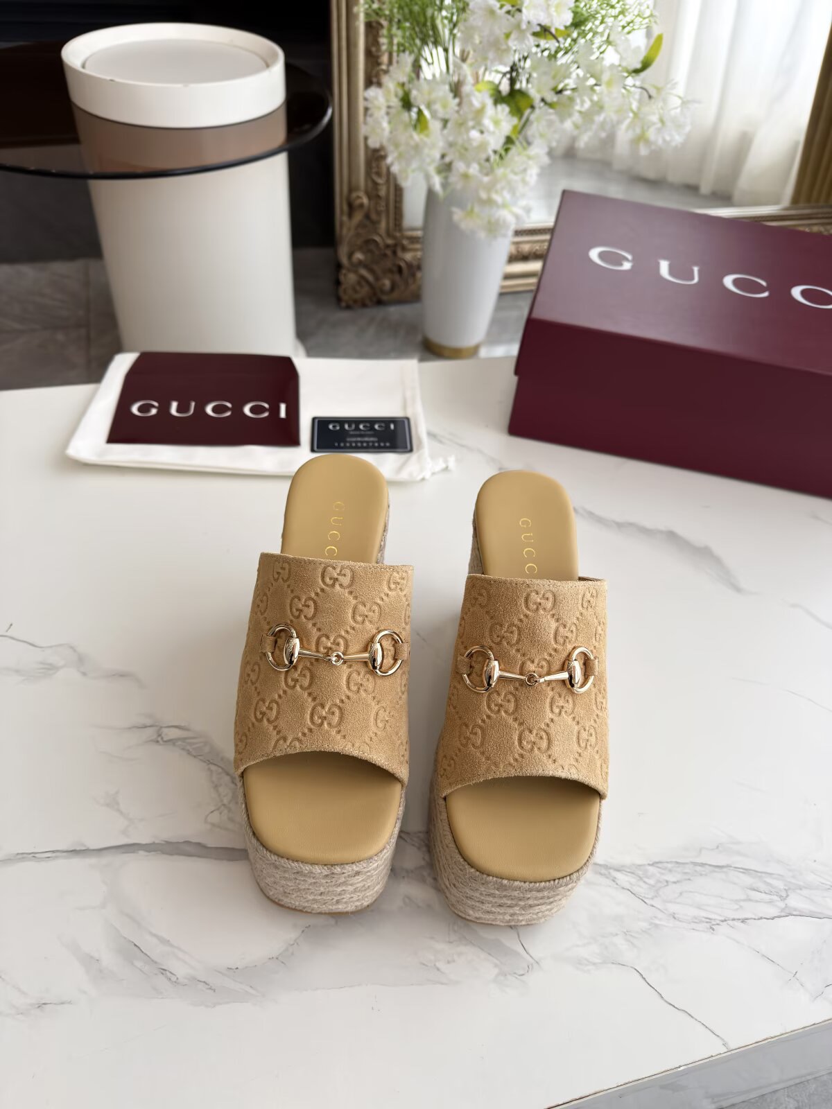 [TOP] GUCCI  Platform Slippers - Brown - 711 Luxury