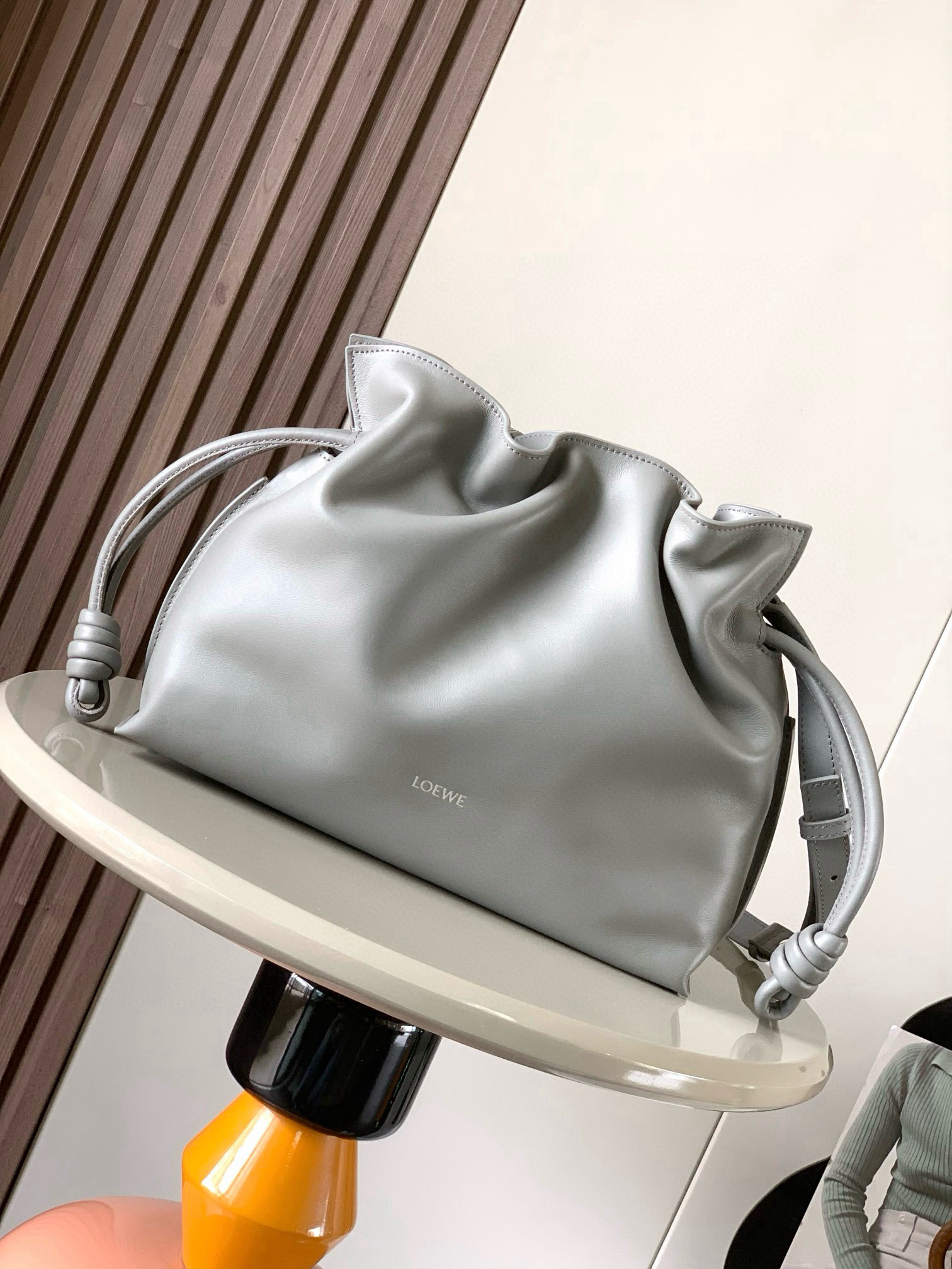 [TOP] LOEWE Flamenco Bag Cowhide Leather 30x24.5x10.5cm - Gray