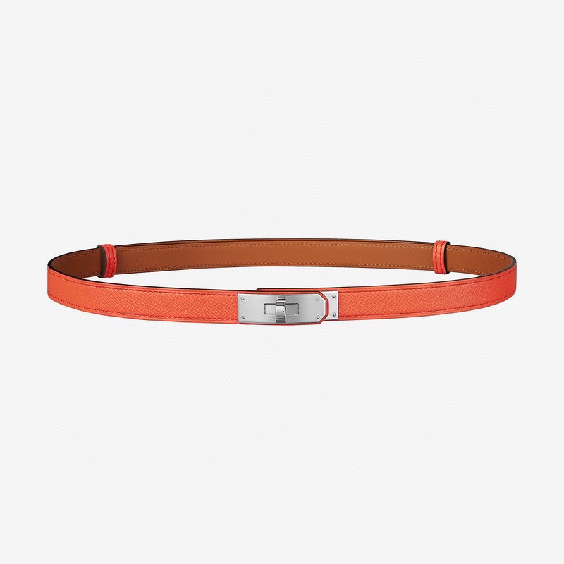 [TOP] HERMES Kelly Calfskin Belt 18mm - Orange - 711 Luxury