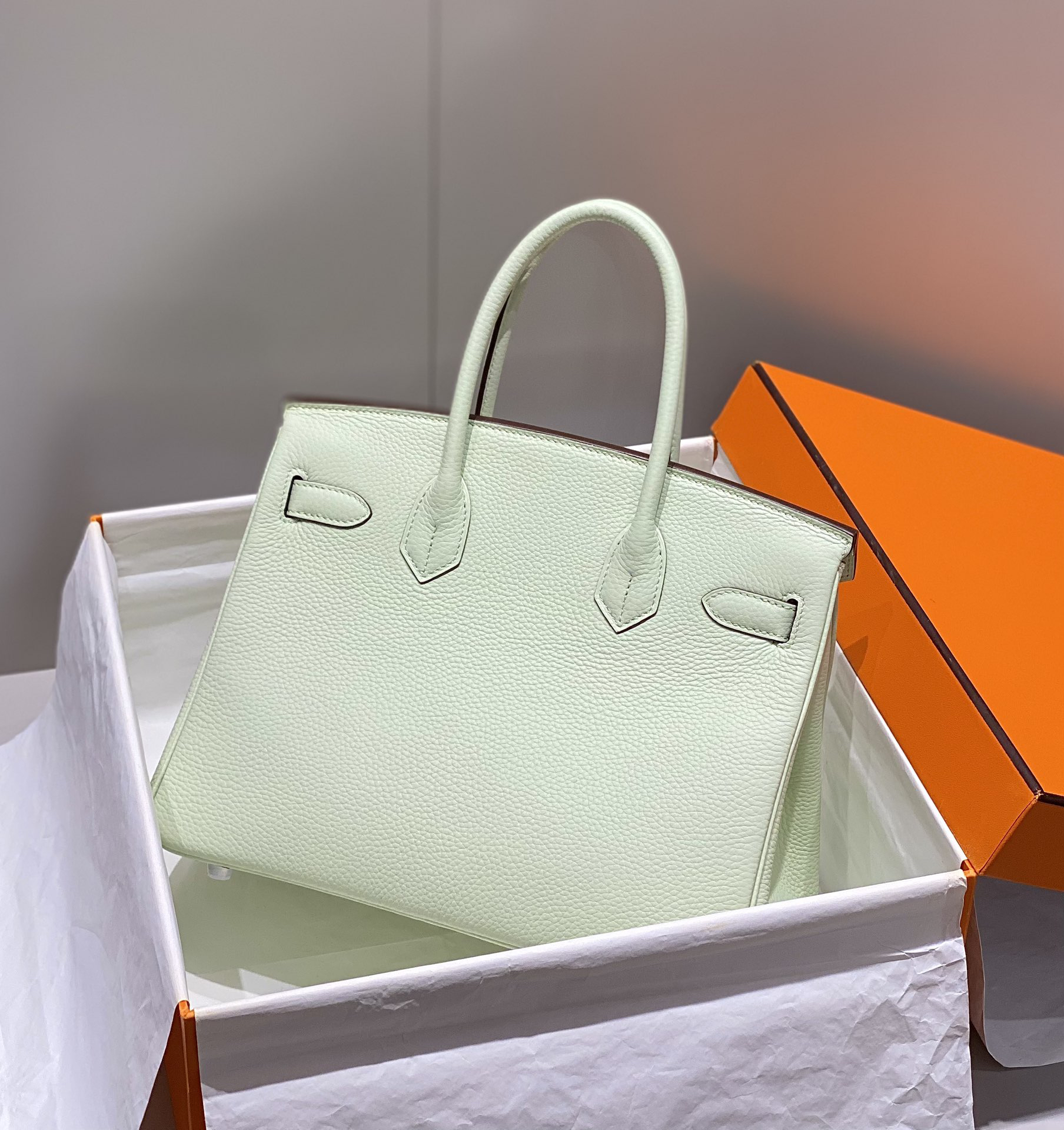[TOP] HERMES Birkin Togo Leather 30cm - Vert Fizz & SHW