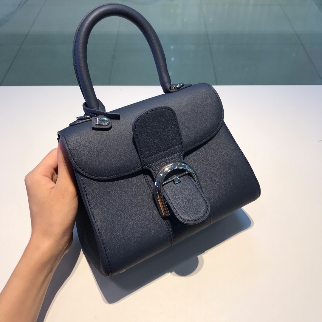 [TOP] Delvaux Brillant Bag Togo Leather 20x8x15.5cm - Dark Blue - 711 Luxury