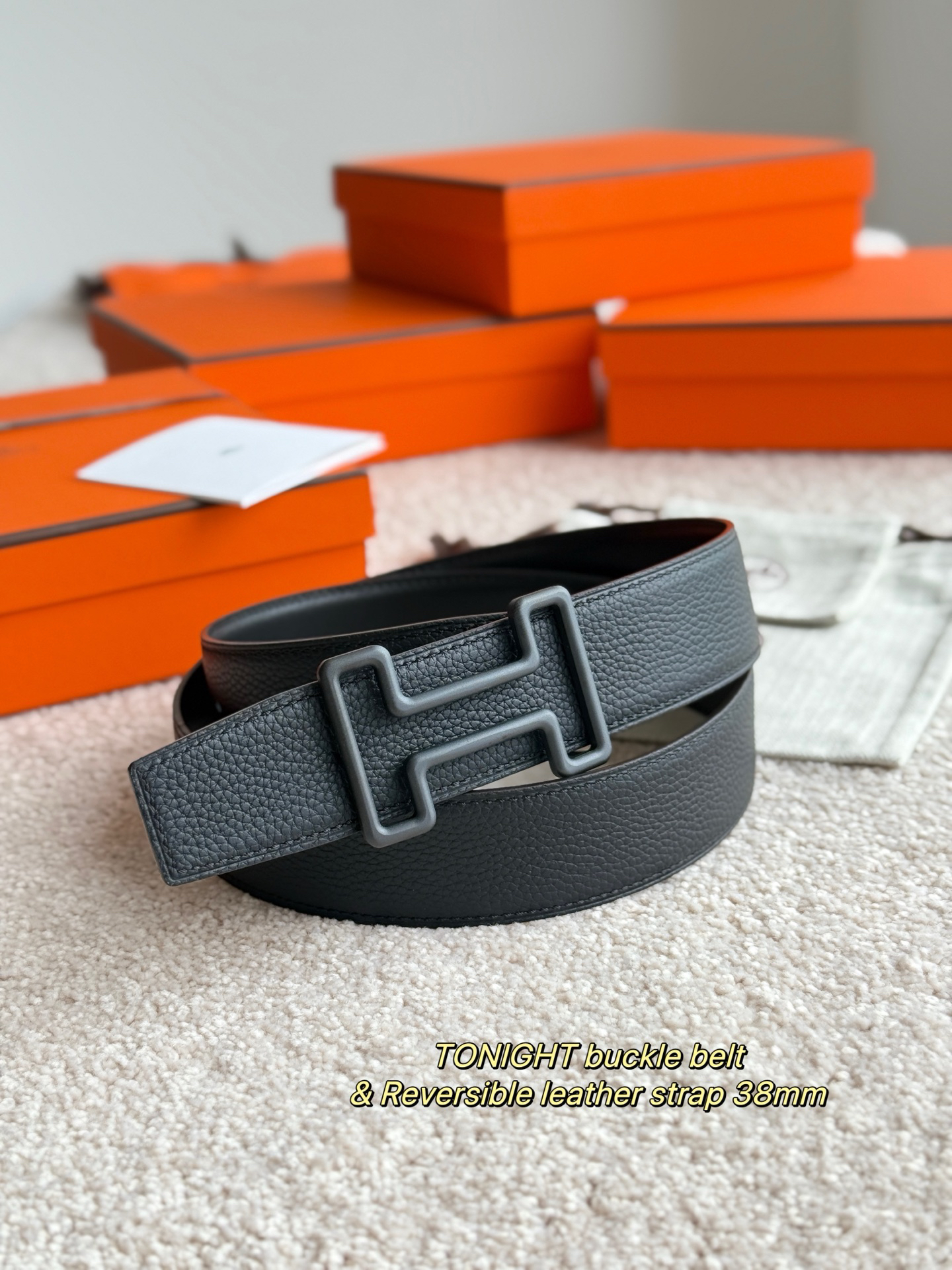 [TOP] HERMES Men's  Belt 3.8cm - Black - 711 Luxury