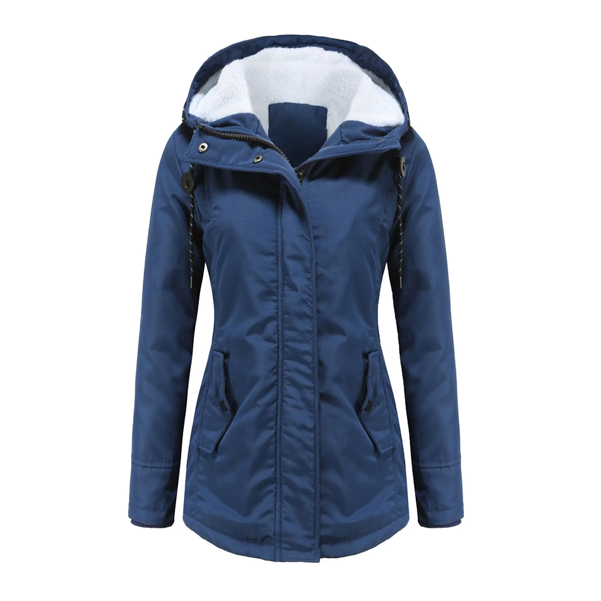 DGHM-JLMY 1/2 Pack Women's Windproof Waterproof Cotton Coats Fashion Warm Hooded Outerwear Solid Thick Fleece Jacket