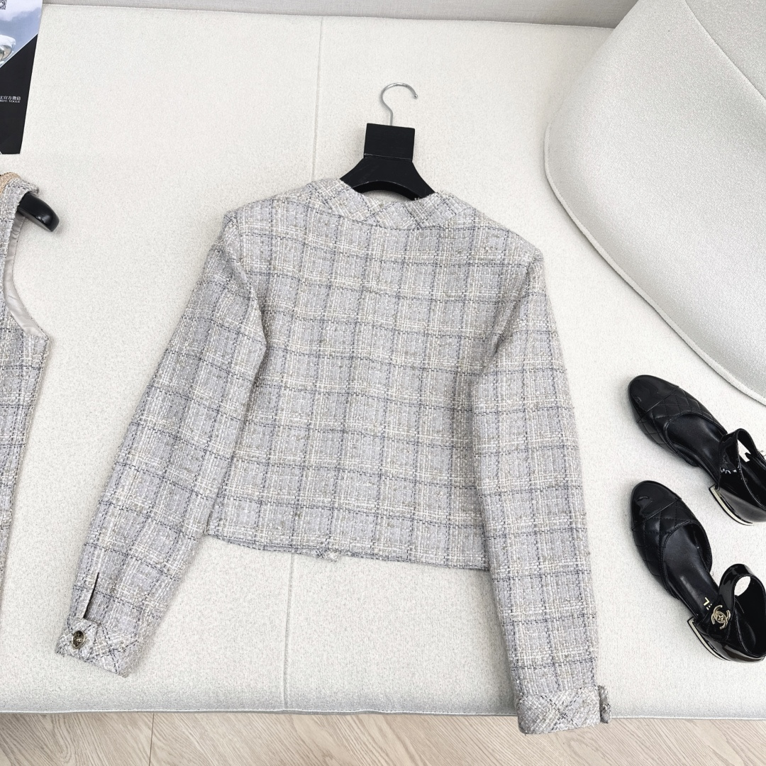 [TOP] CHANEL  Short Woven Jacket - Grey