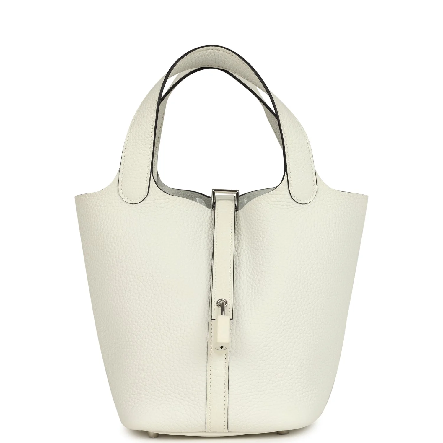 Hermes Picotin Lock  New White Clemence Palladium Hardware