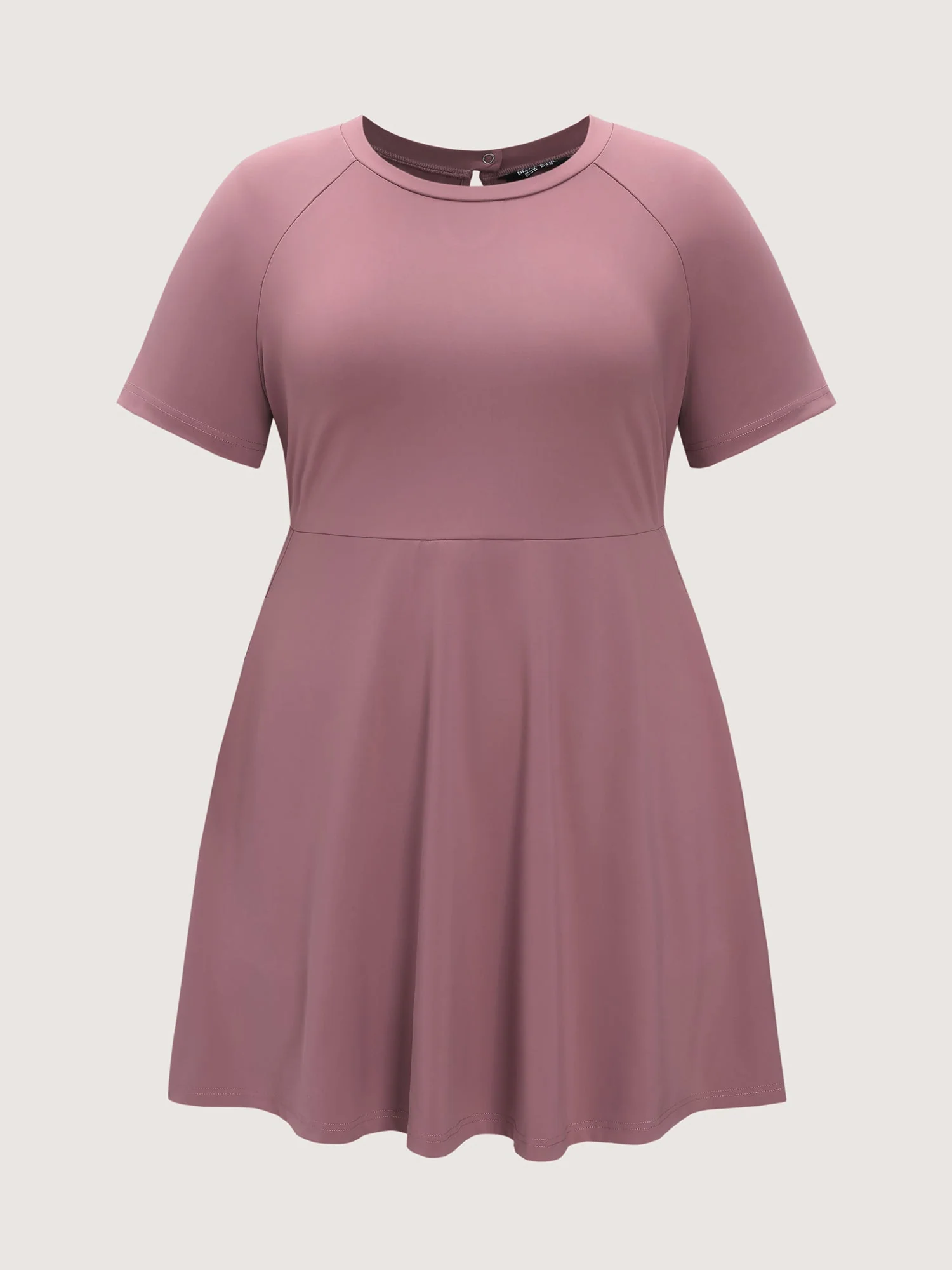 Raglan Sleeve Plain Round Neck Mini Dress