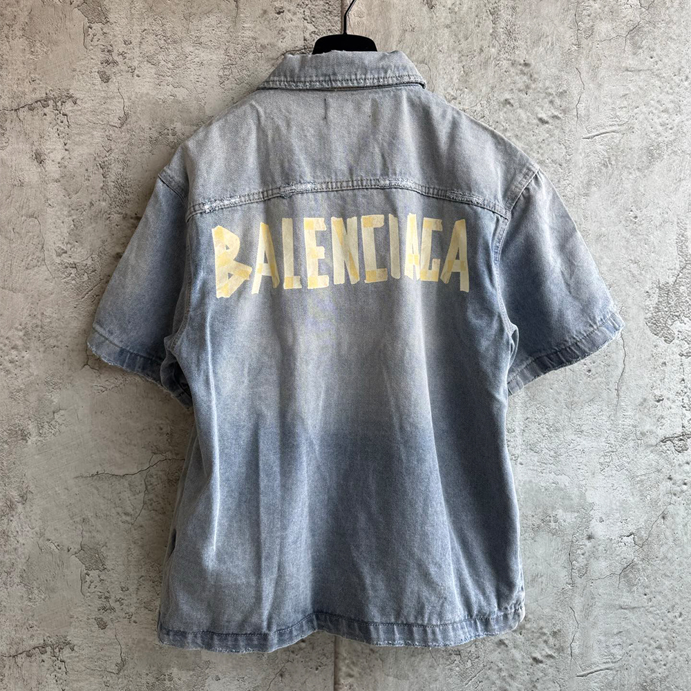 Balenciaga Tape Type Denim Short-sleeved Jacket #378702