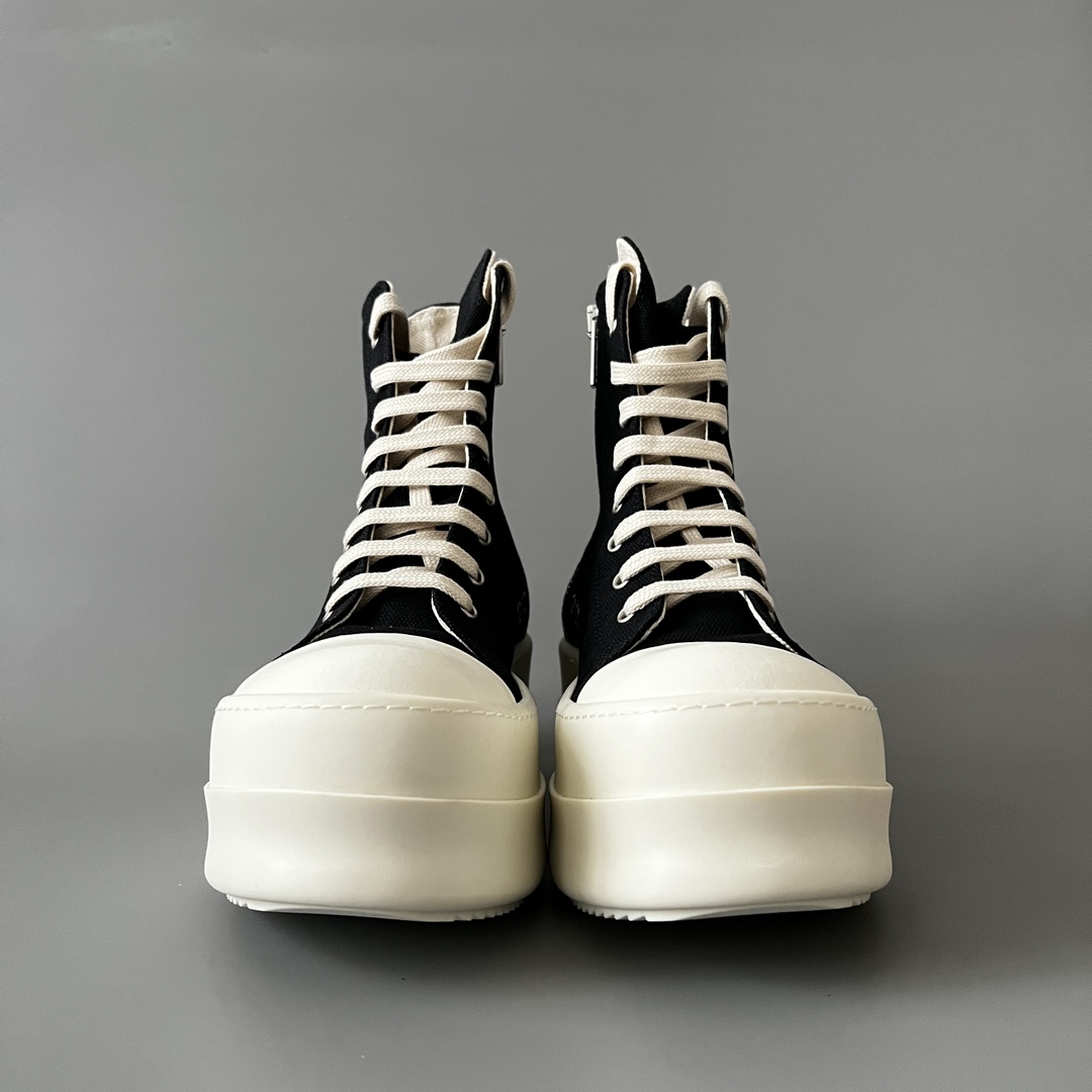NIGO Rick Owens Men's Women's Four Seasons   Lace-up Round Head Boots High-top Zipper Fashion Comfortable Casual Thick Bottom Board Shoes #194100