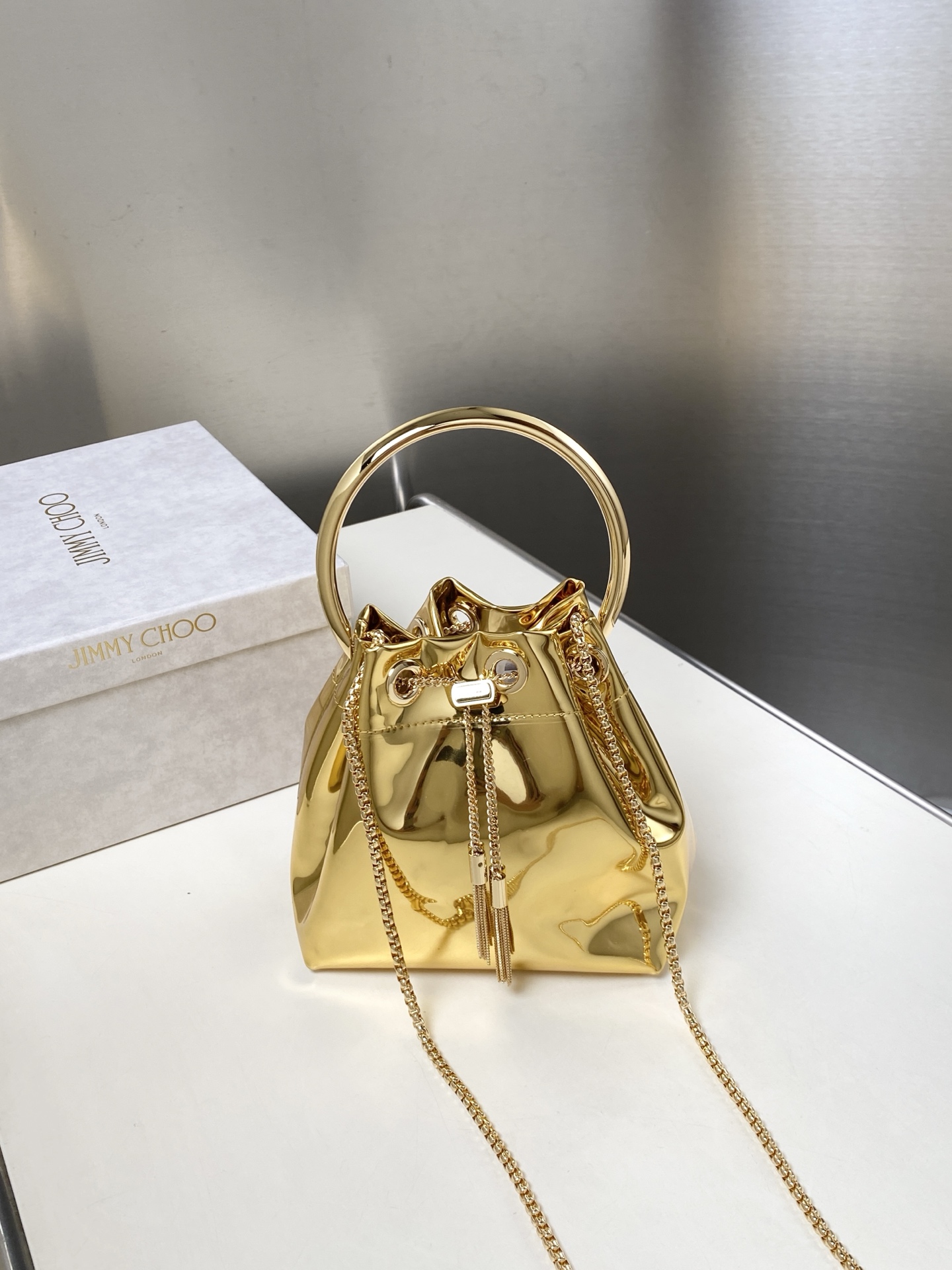 [TOP] JIMMY CHOO Bon Bon Bag 16*15*9.5CM - Gold - 711 Luxury