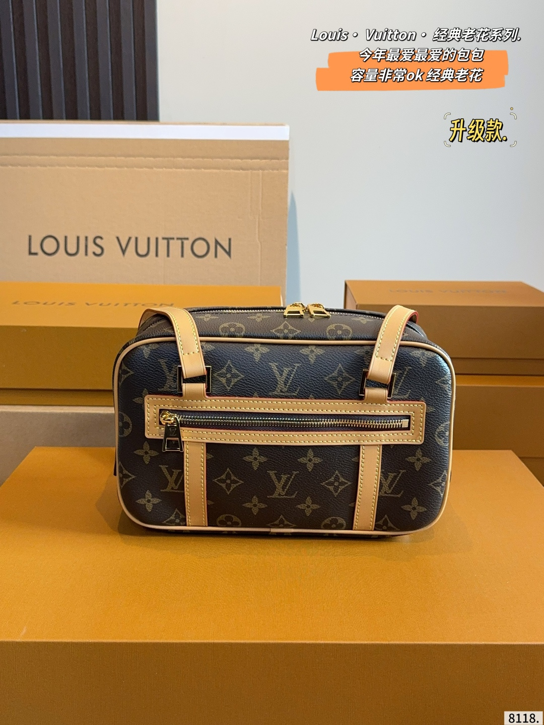 Louis Vuitton Lvvintage Canvas Box Bag with Leather Trim and Adjustable Strap (Replica)