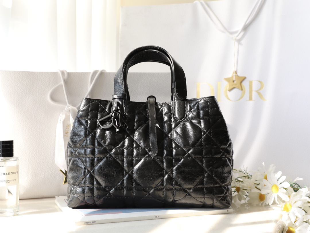 [TOP] Christian Dior Toujours Bag Calfskin Medium 28.5x21.5x19cm - Black