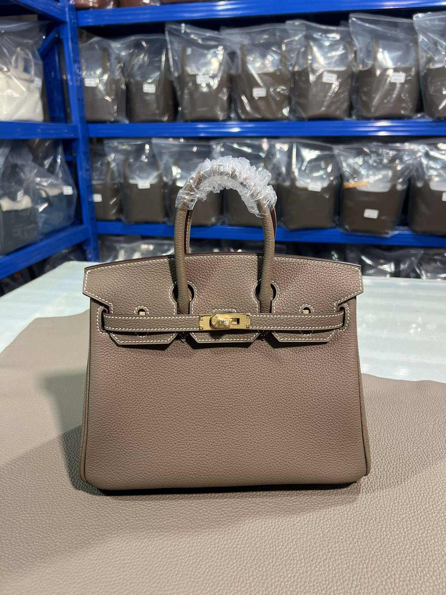 [TOP] HERMES Birkin Togo Leather 25cm - Etoupe & GHW