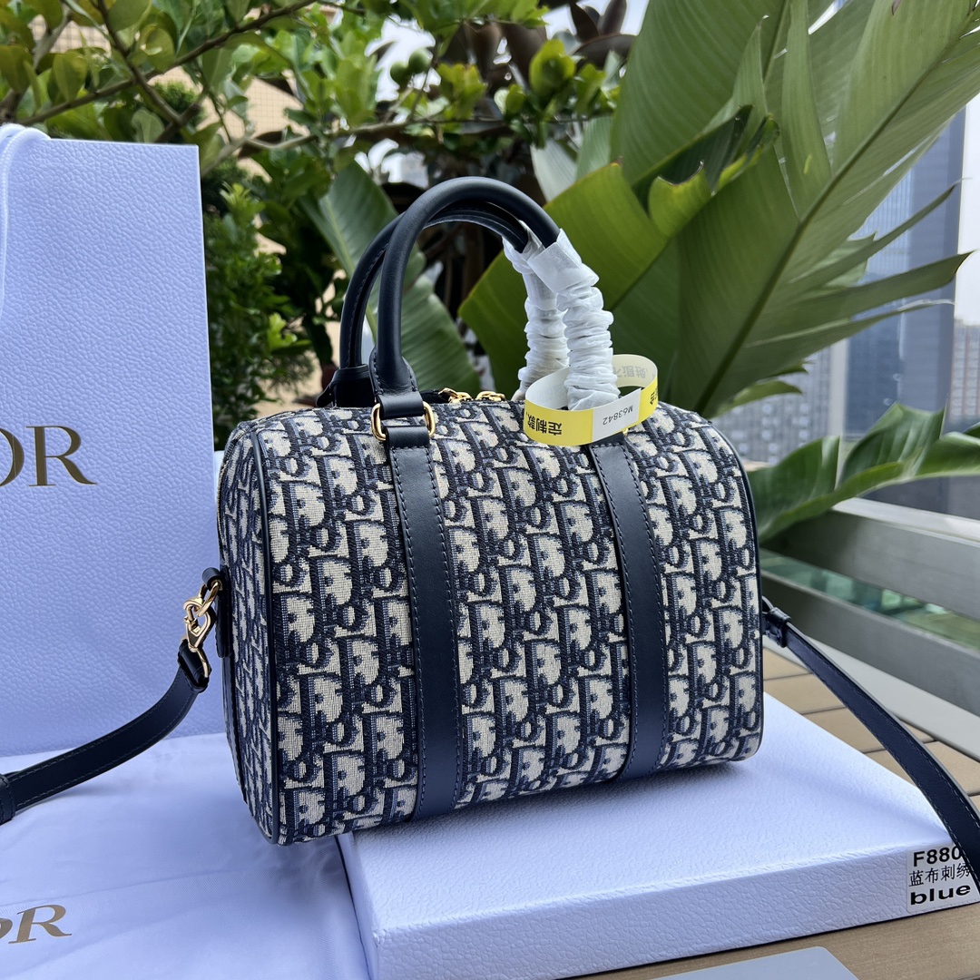 [TOP] Christian Dior Boston Bag 25x19x16cm - Navy Blue - 711 Luxury
