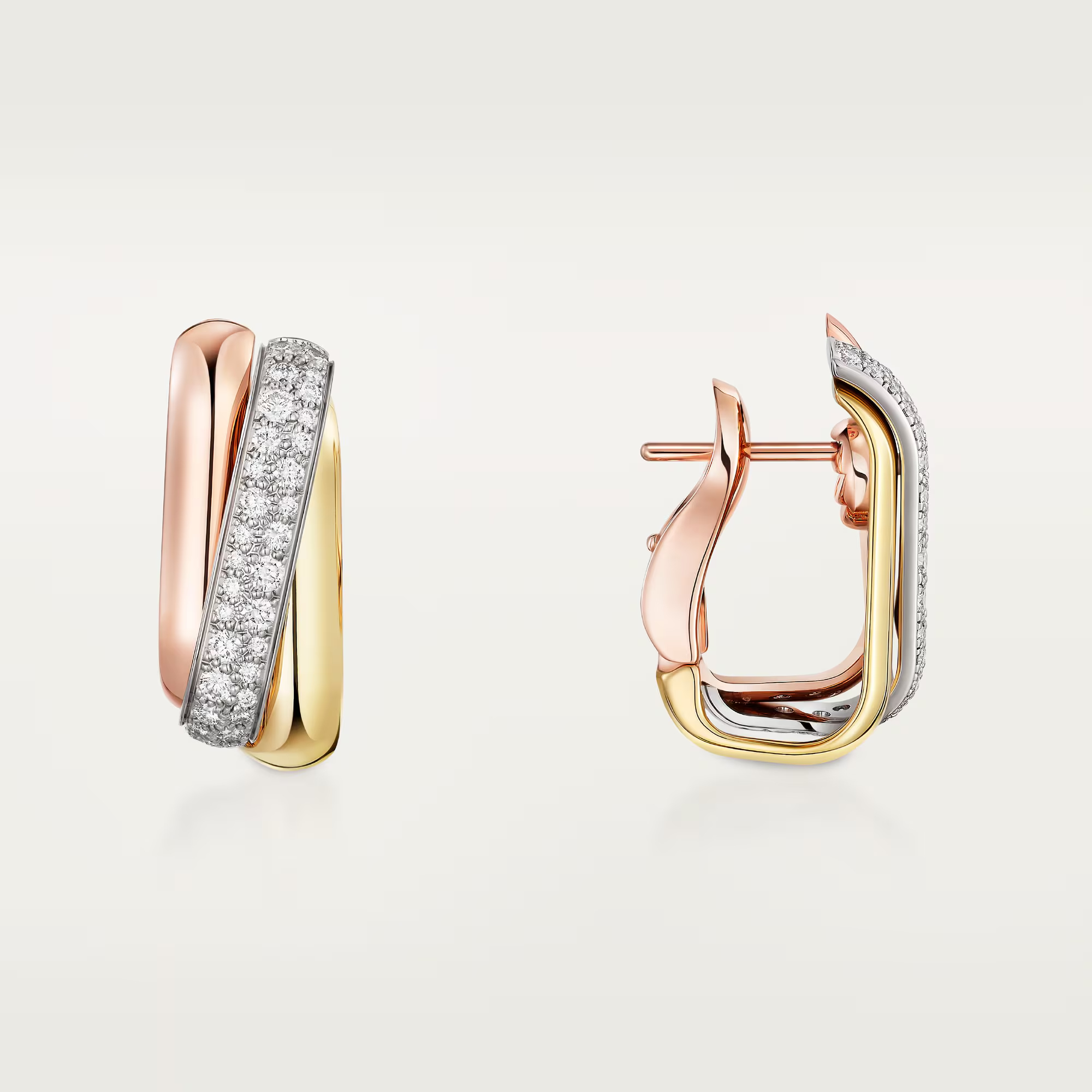 Carty Three Circles Earrings, ThreeTone ,Moissanite ,Half-Paved