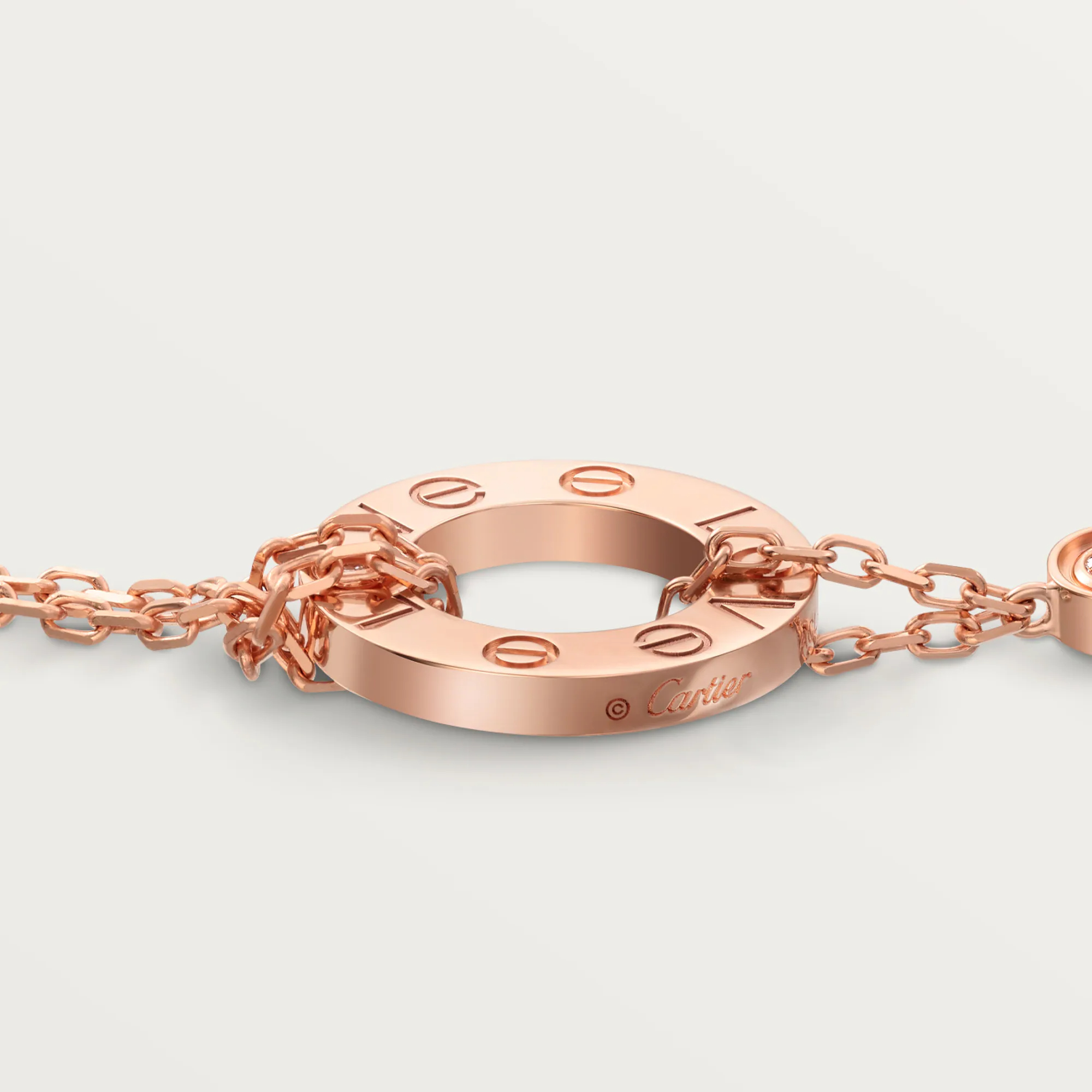 Carty Love Luna Loop Bracelet, Rose Gold, 2 Moissanite