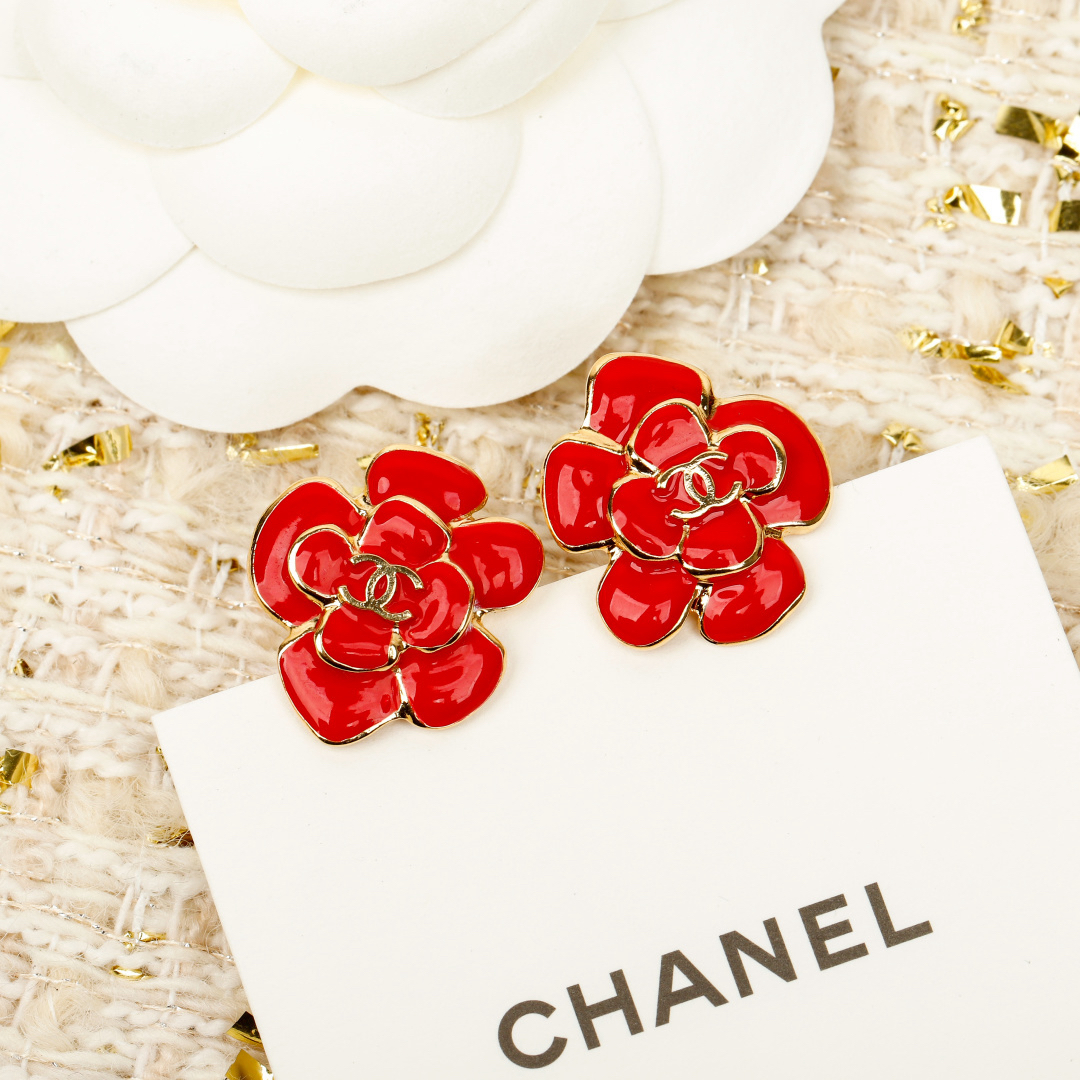 [TOP] CHANEL Earrings - Red