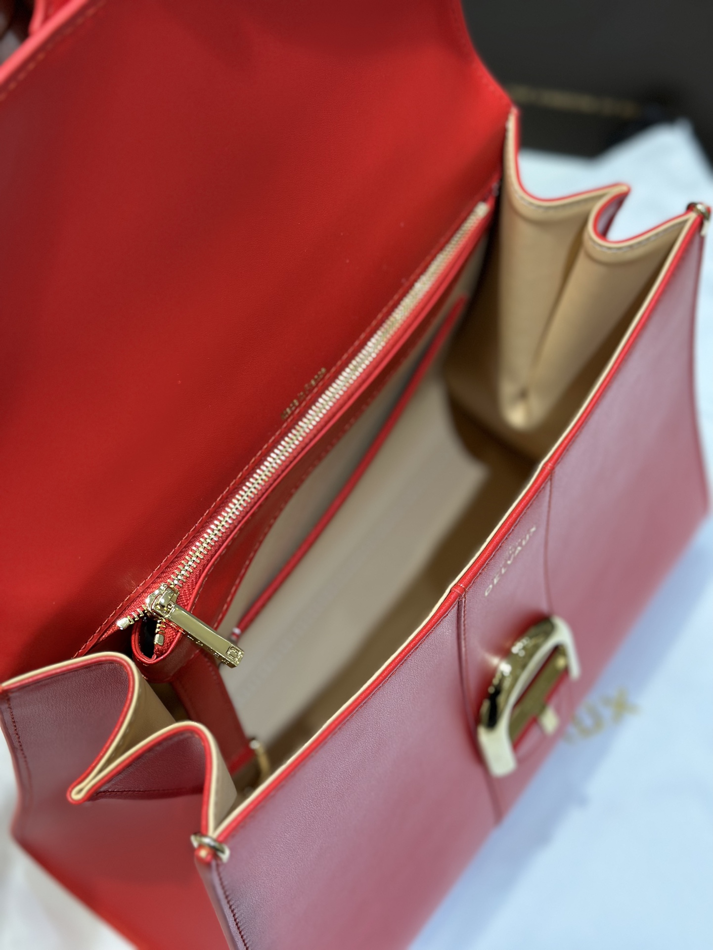 [TOP] Delvaux Brillant Bag Box Leather 28cm - Red - 711 Luxury