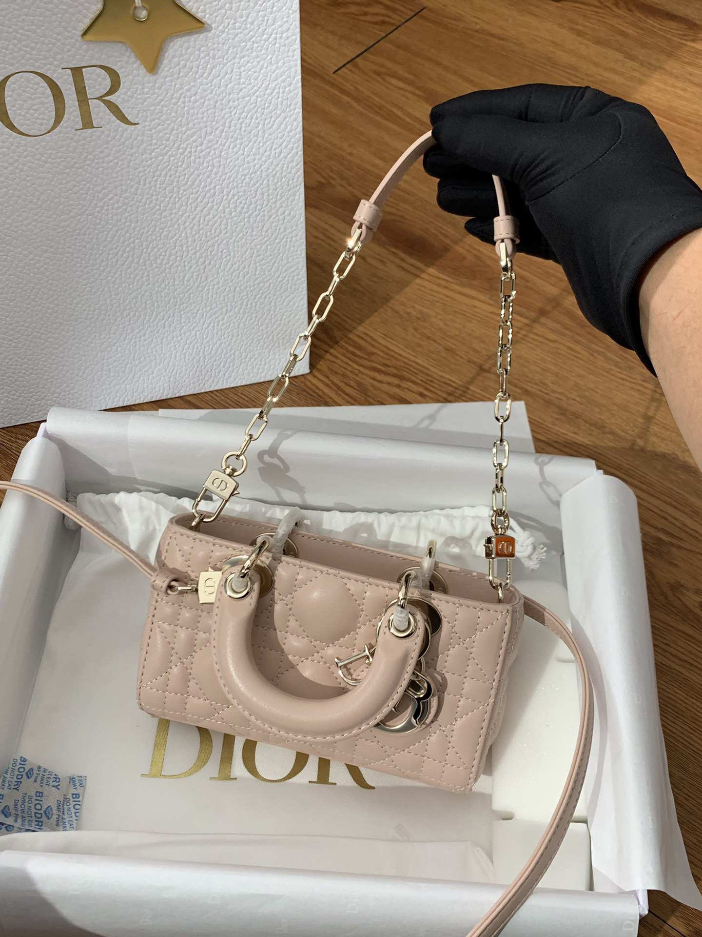 [TOP] Christian Dior Lady D-Joy Bag 16x9x5cm - Pink