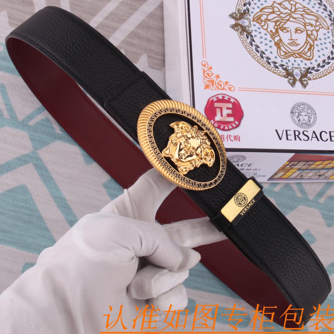 [TOP] VERSACE Men's Belt 3.8 cm - Black - 711 Luxury