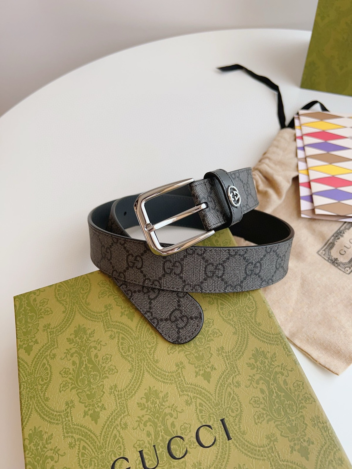 [TOP] GUCCI GG Belt Calfskin 3.8cm - Gray - 711 Luxury