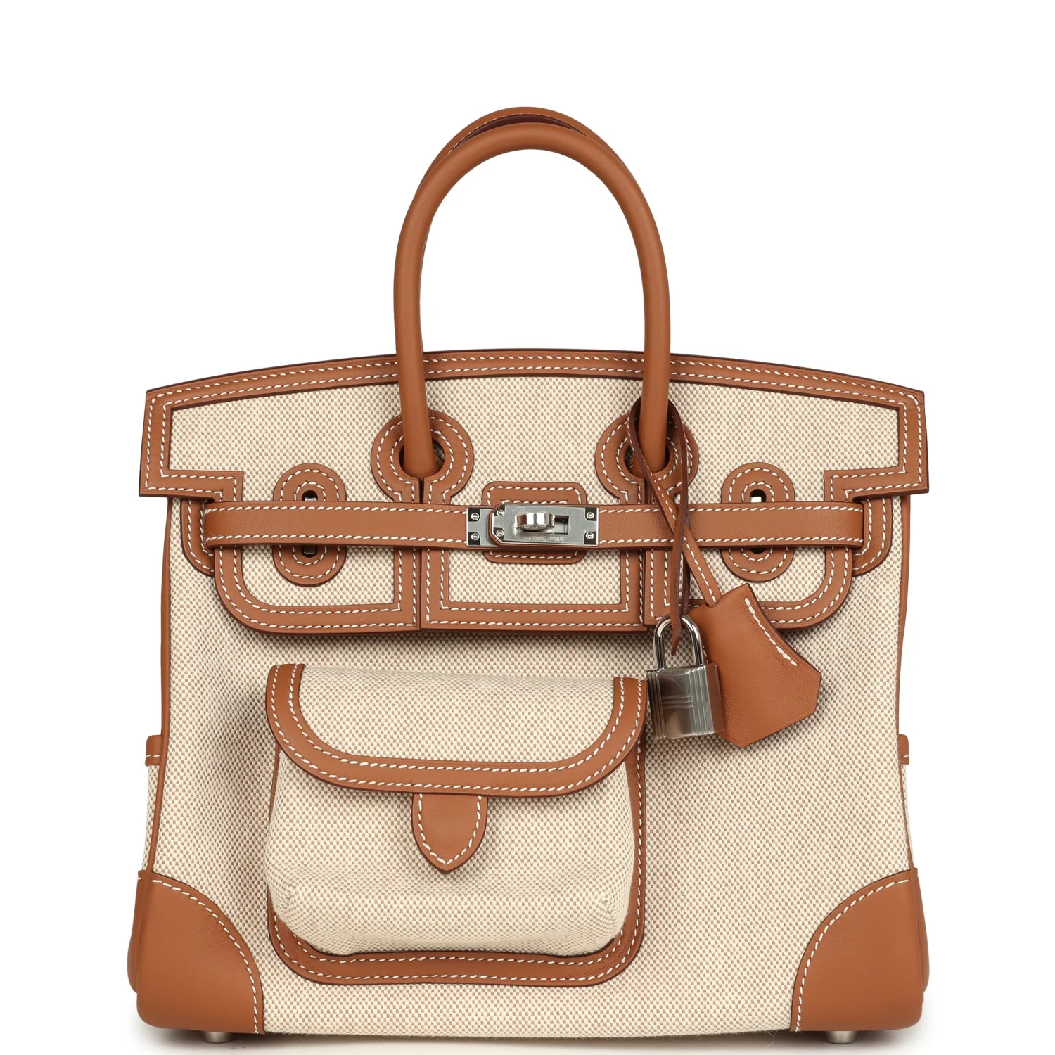 Hermes BirkinCargo Ecru-Beige Toile H and Gold Swift Palladium Hardware