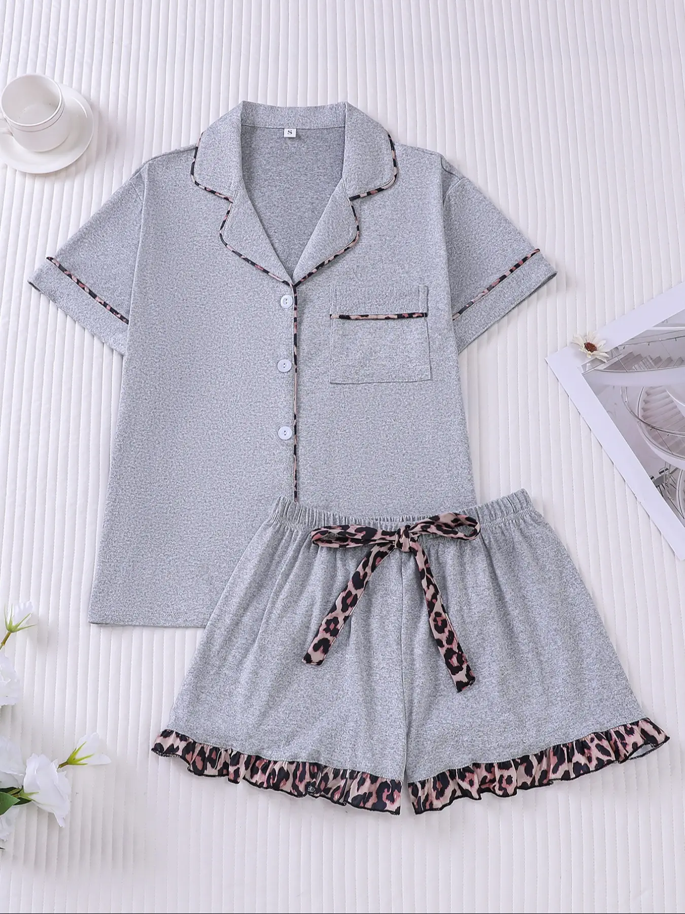 Women's Contrast Binding Pajama Two-piece Set