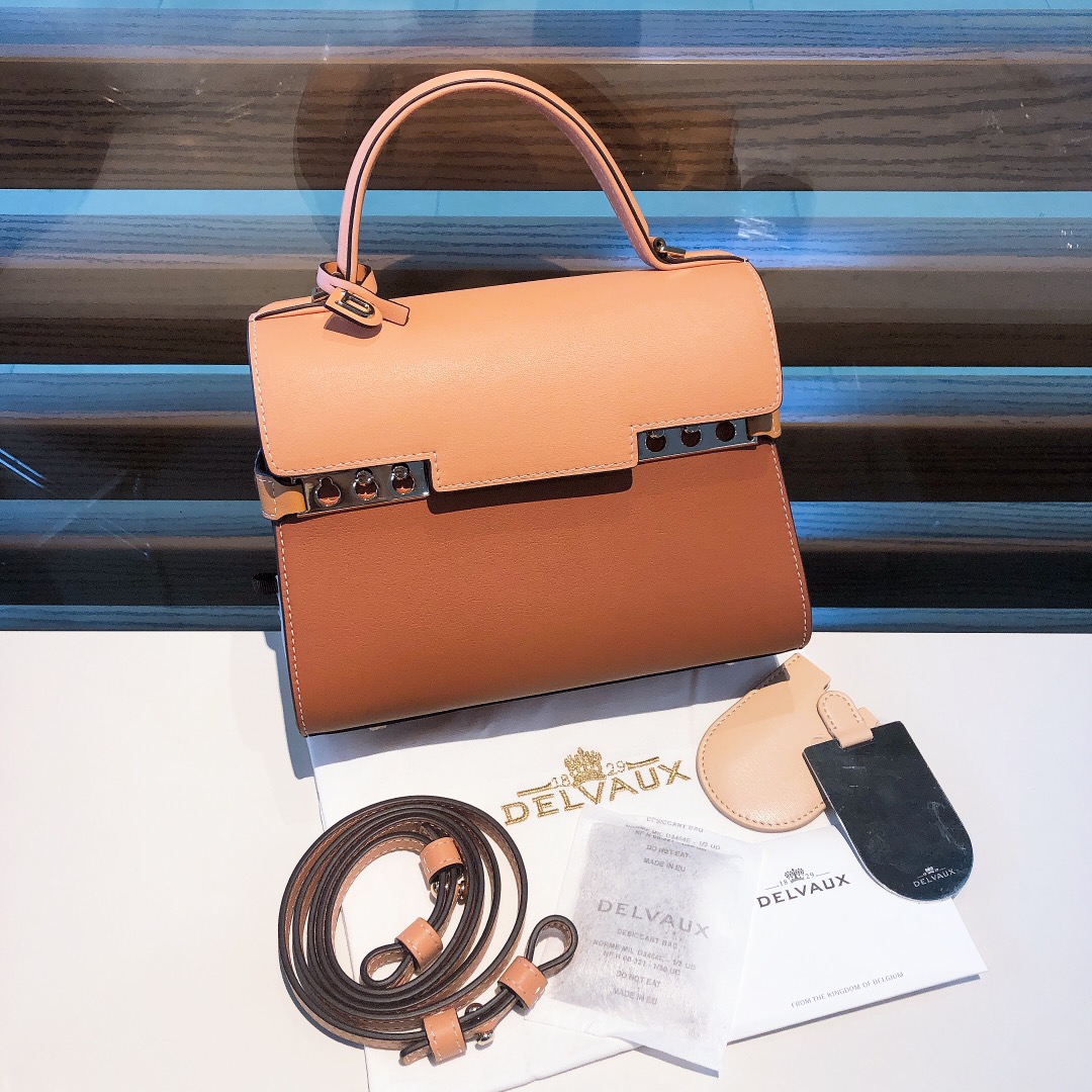[TOP] Delvaux Tempete Bag Swift Leather 21-8.5-17cm - Orange - 711 Luxury