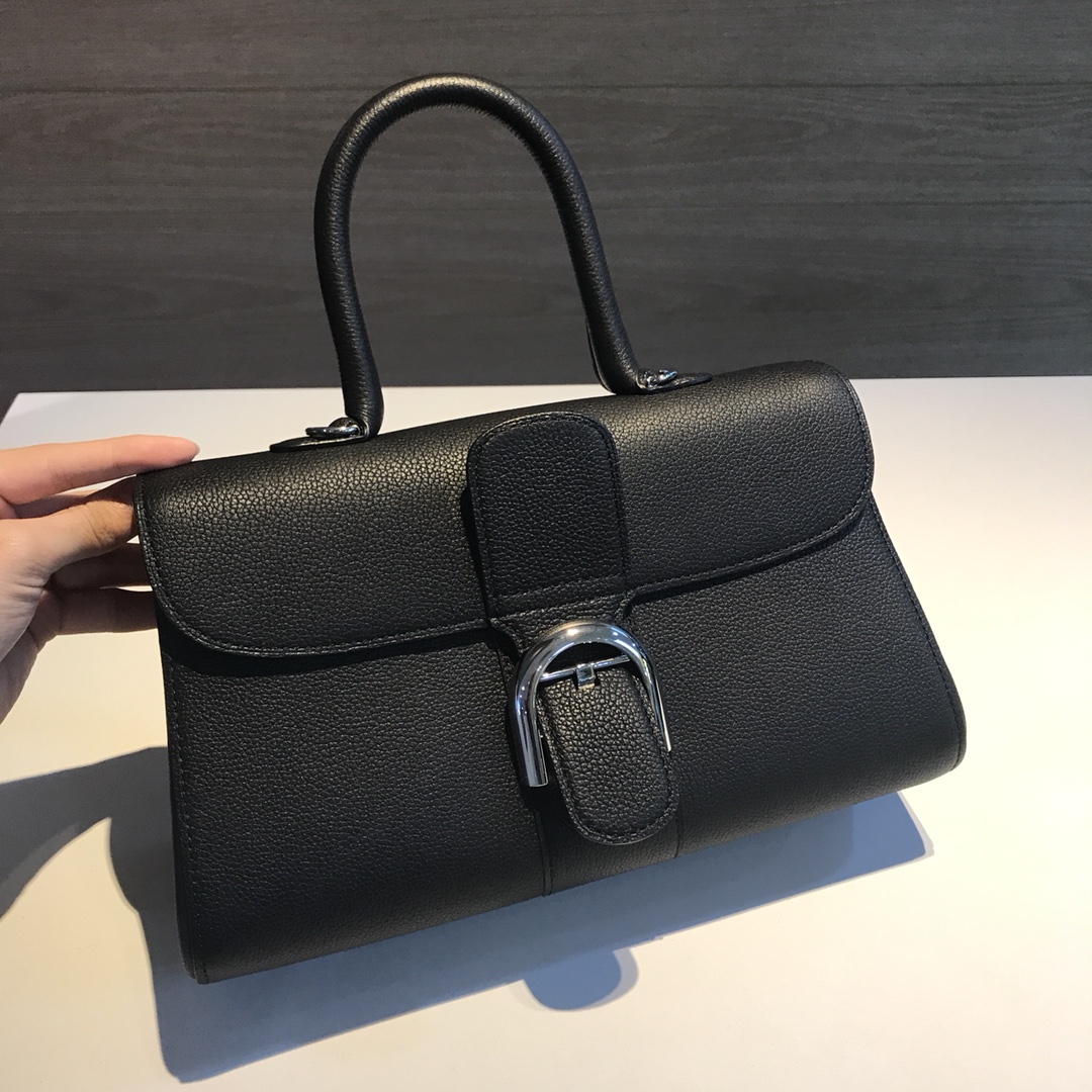 [TOP] Delvaux Brillant Bag Togo Leather 28*8*15.5cm - Black - 711 Luxury
