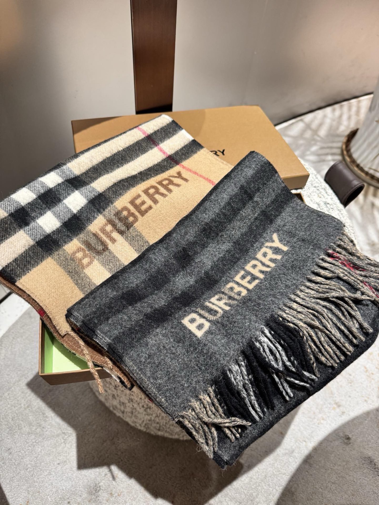 [TOP] BURBERRY Cashmere Scarf 168x30cm - Brown