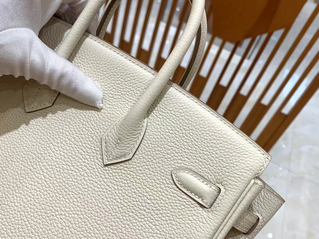 [TOP] HERMES Birkin Togo Leather 25cm - Craie & GHW
