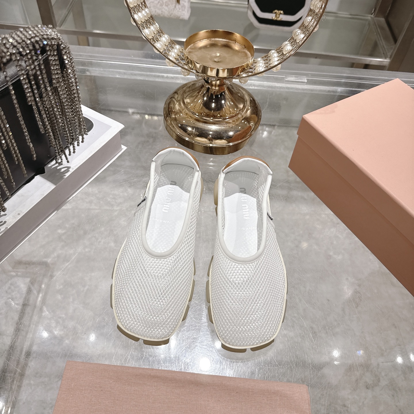 [TOP] Miu Miu Loafer Shoes - White and Brown - 711 Luxury