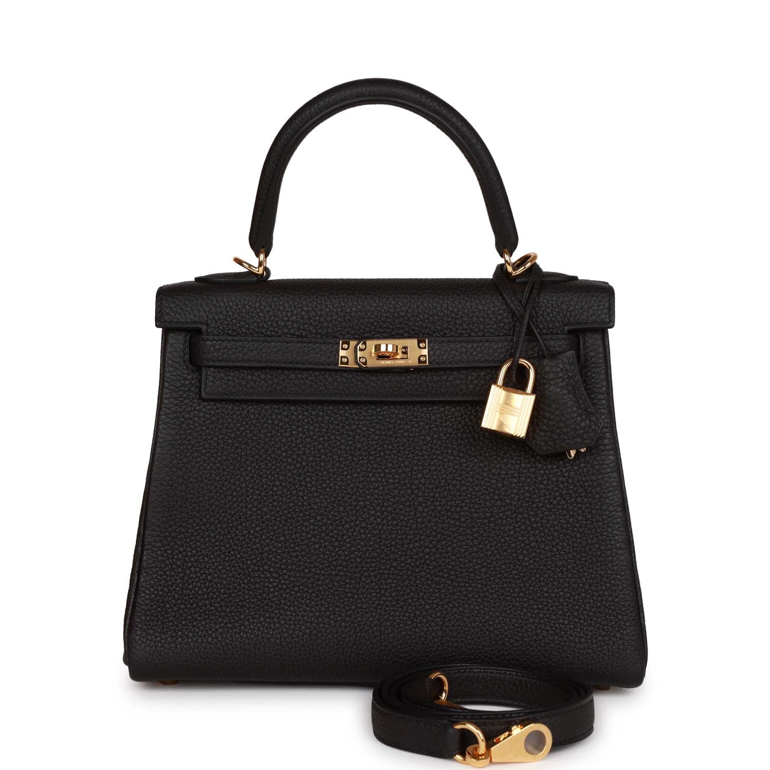 Hermes Kelly Retourne  Black Togo Gold Hardware
