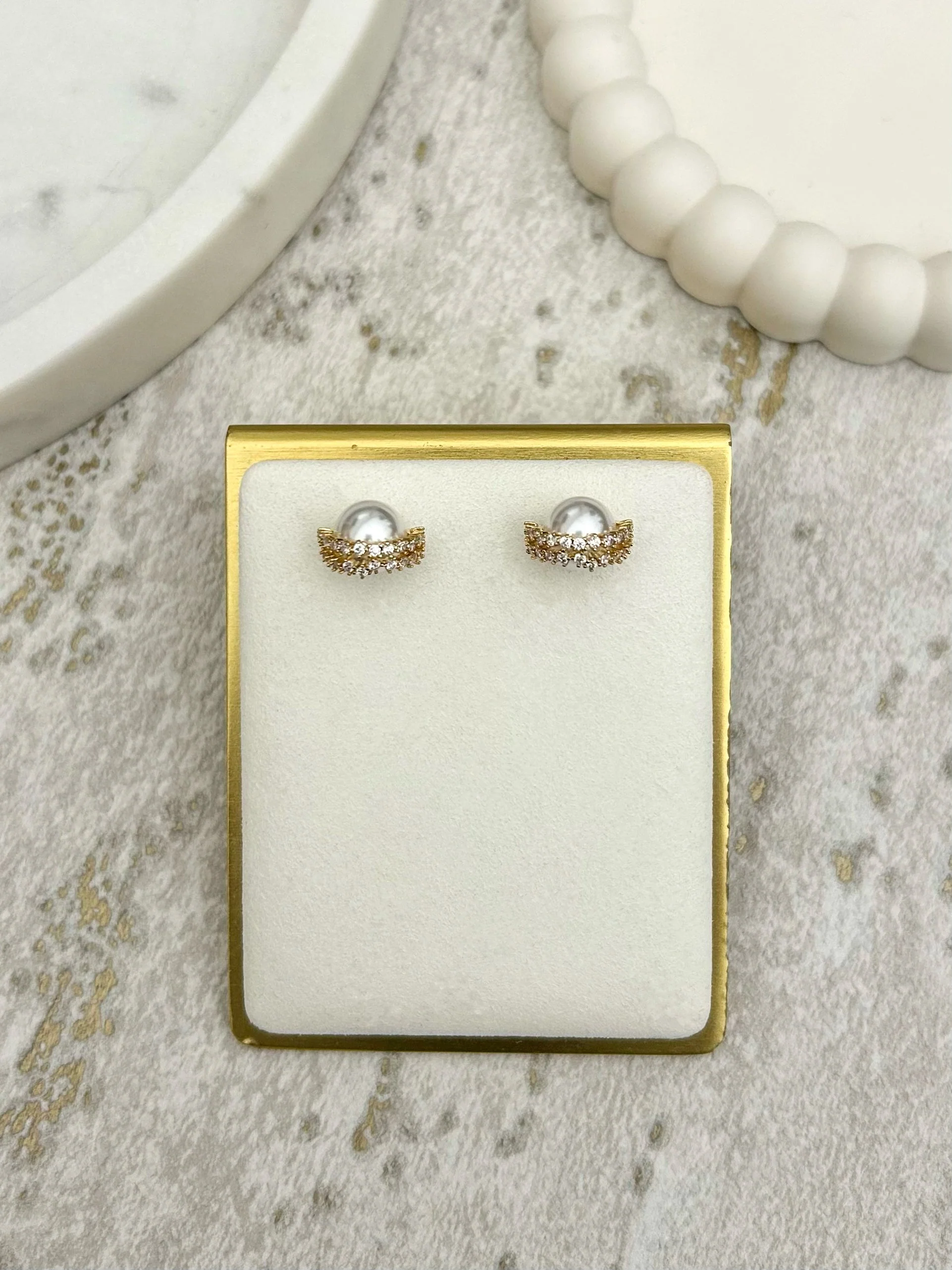 Pearl Diamante Orb Studs (2 Colours)