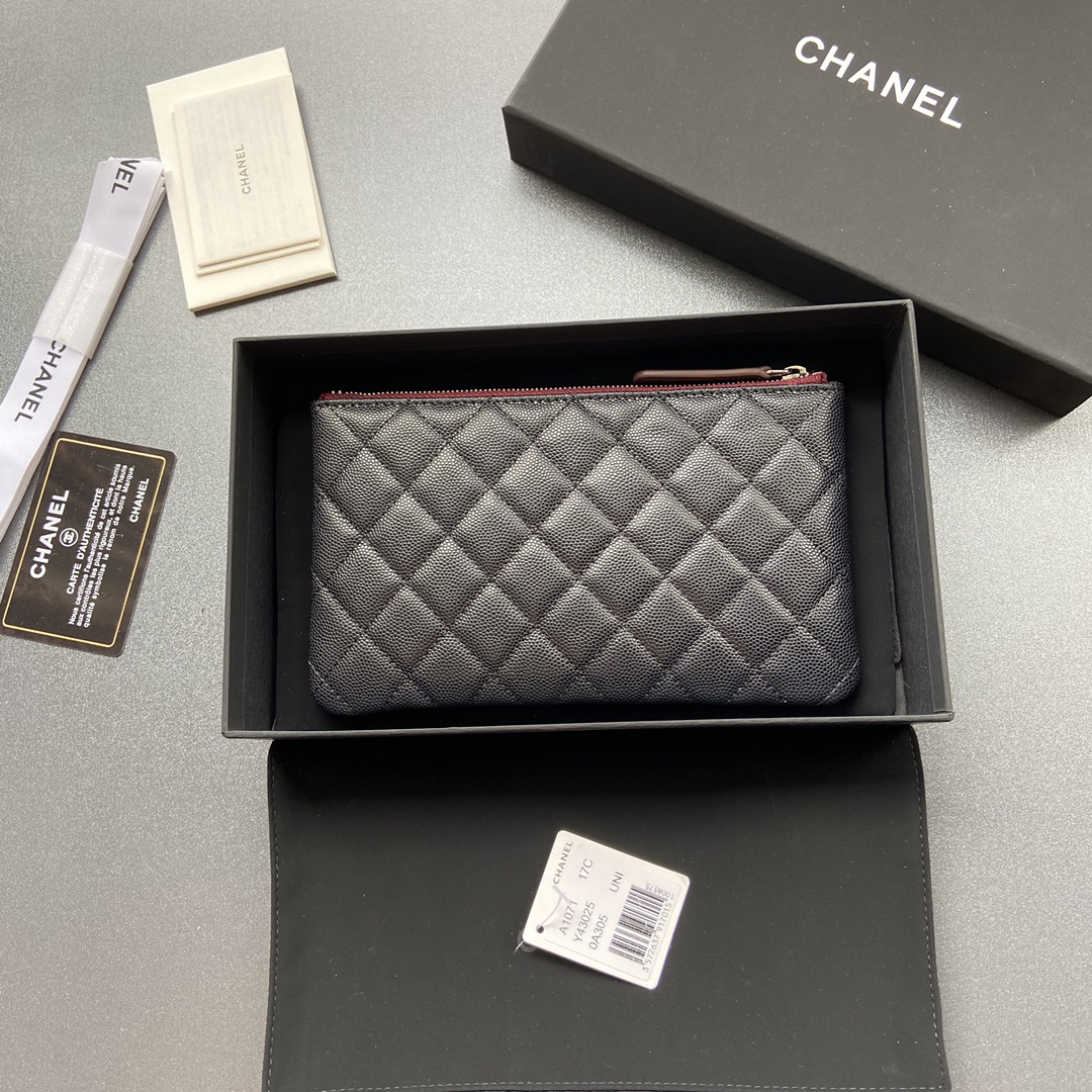 [TOP] CHANEL Caviar Wallet 20cm - Black - SHW - 711 Luxury
