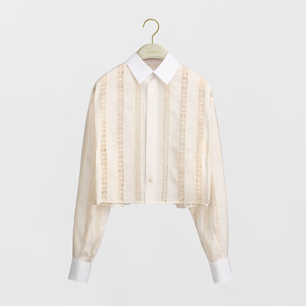 Dior white Clothing DIOR Dioriviera Embroidered Blouse Beige and White Cotton and Linen Blend #389672 | Nigo Office