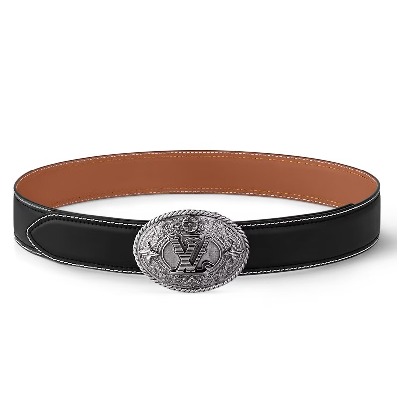 [TOP] Louis Vuitton LV Shield Western Belt  3.4cm - Black - 711 Luxury