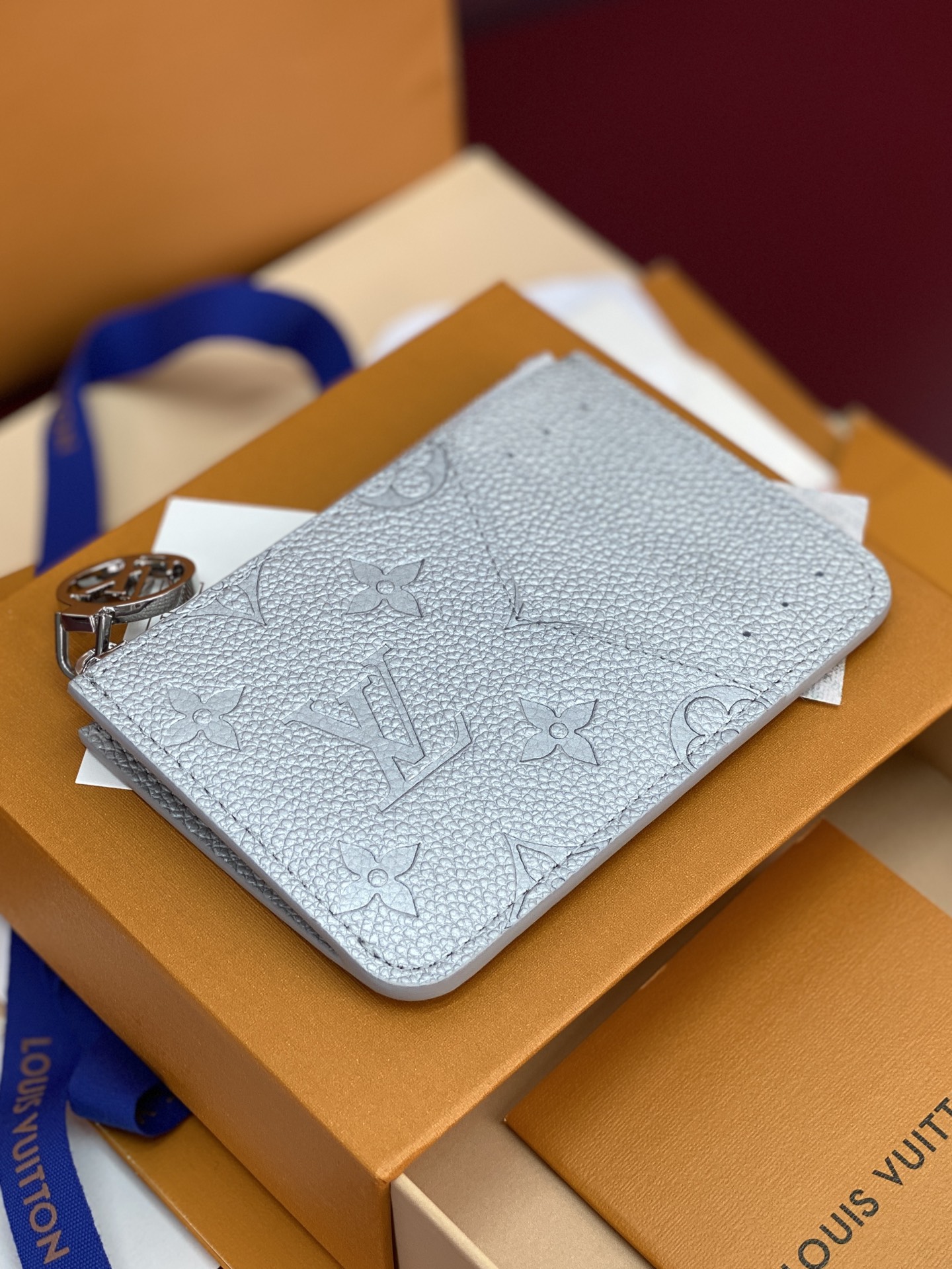 [TOP] Louis Vuitton LV Romy Card Holder 12x8x0.8cm - Pearl Silver
