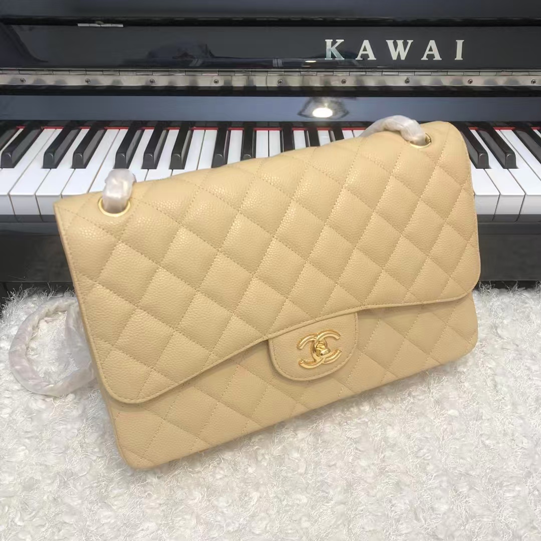 [TOP] CHANEL Classic Flab Bag 30cm - Apricot & GHW - 711 Luxury