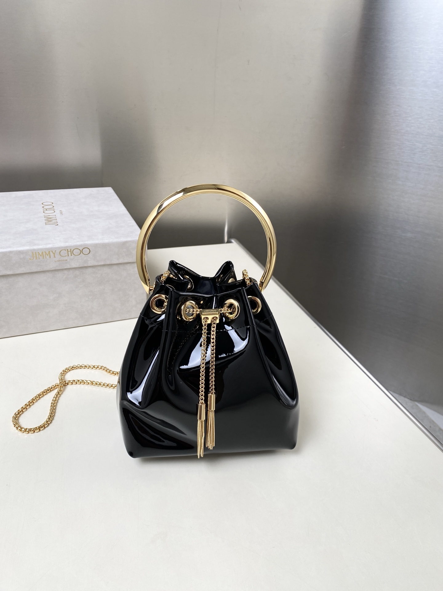 [TOP] JIMMY CHOO Bon Bon Bag 16*15*9.5CM - Black - 711 Luxury