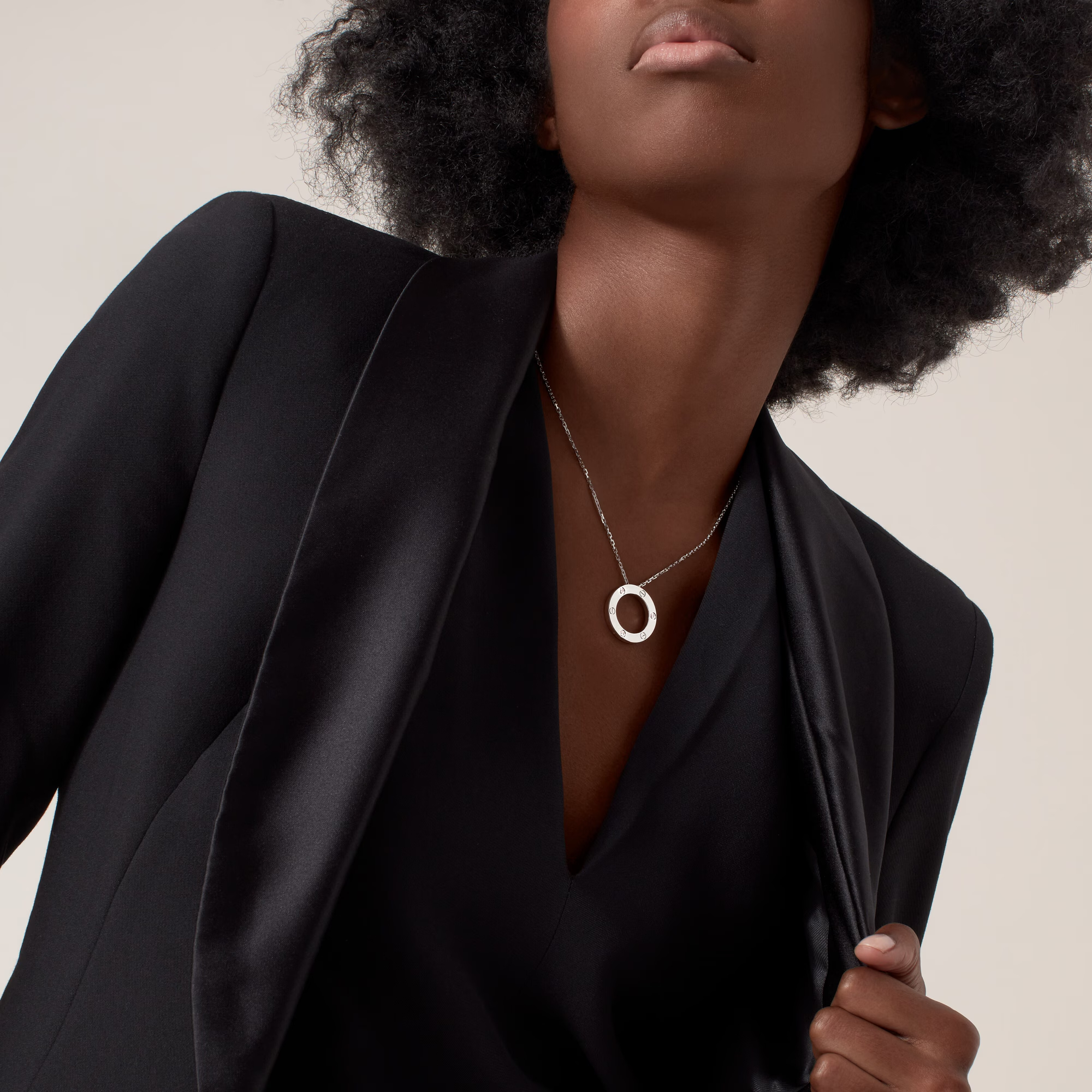 Carty Love Petite Lock Necklace ,White Gold ,3 Moissanite