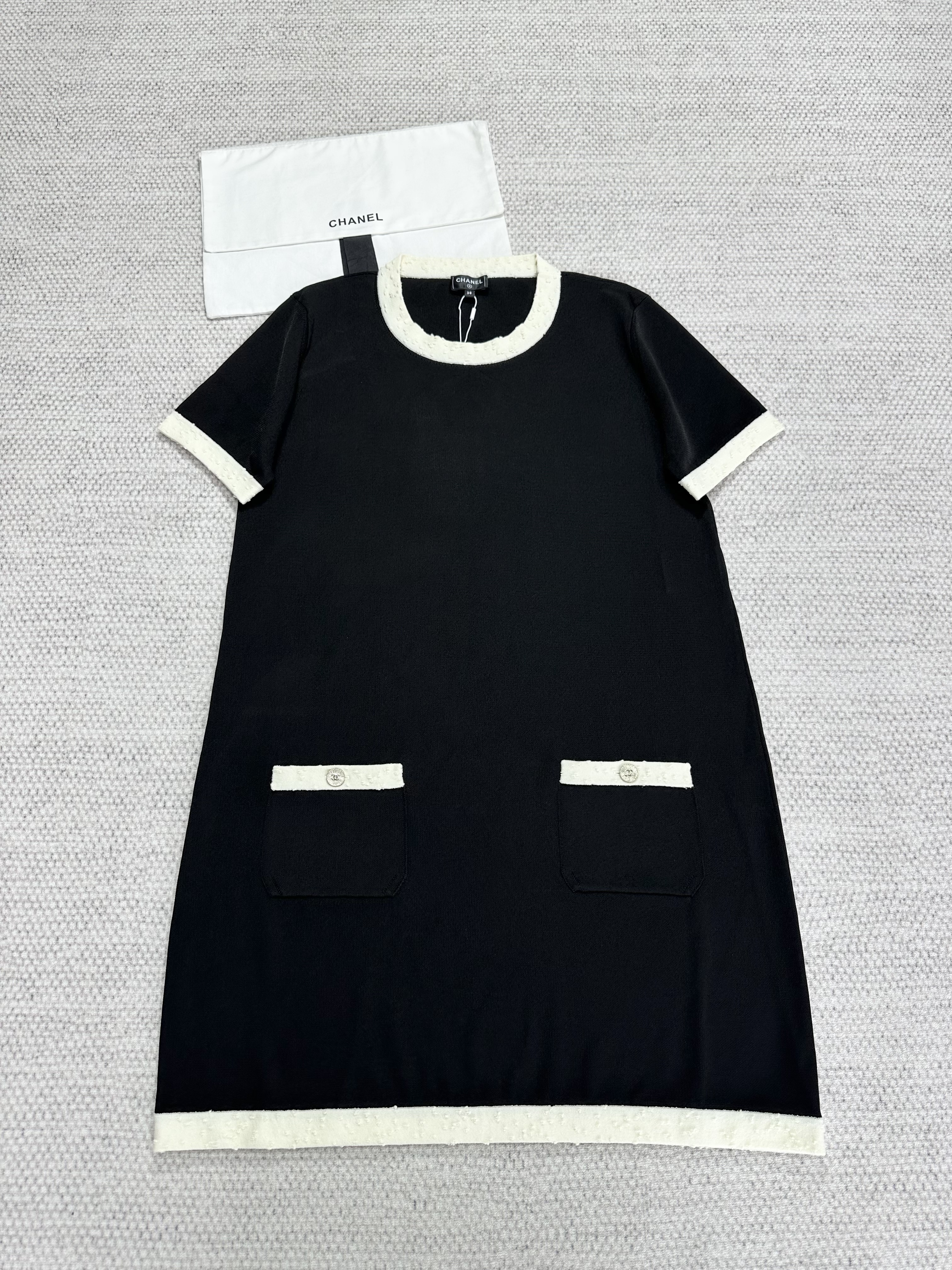 Chanel Top-Quality Version CC Black Rayon Dress#327356