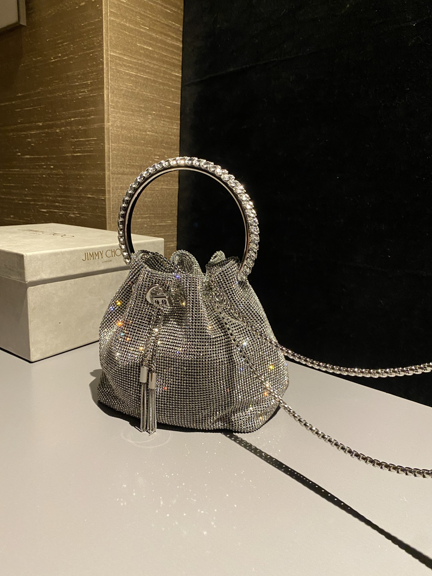 [TOP] JIMMY CHOO Bon Bon Bag 16*15*9.5CM - Sliver - 711 Luxury